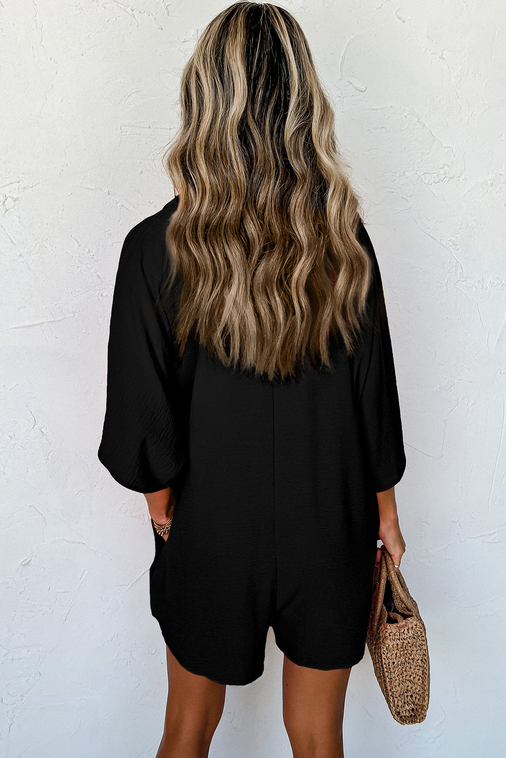 Shane Half Button Collared Loose Romper