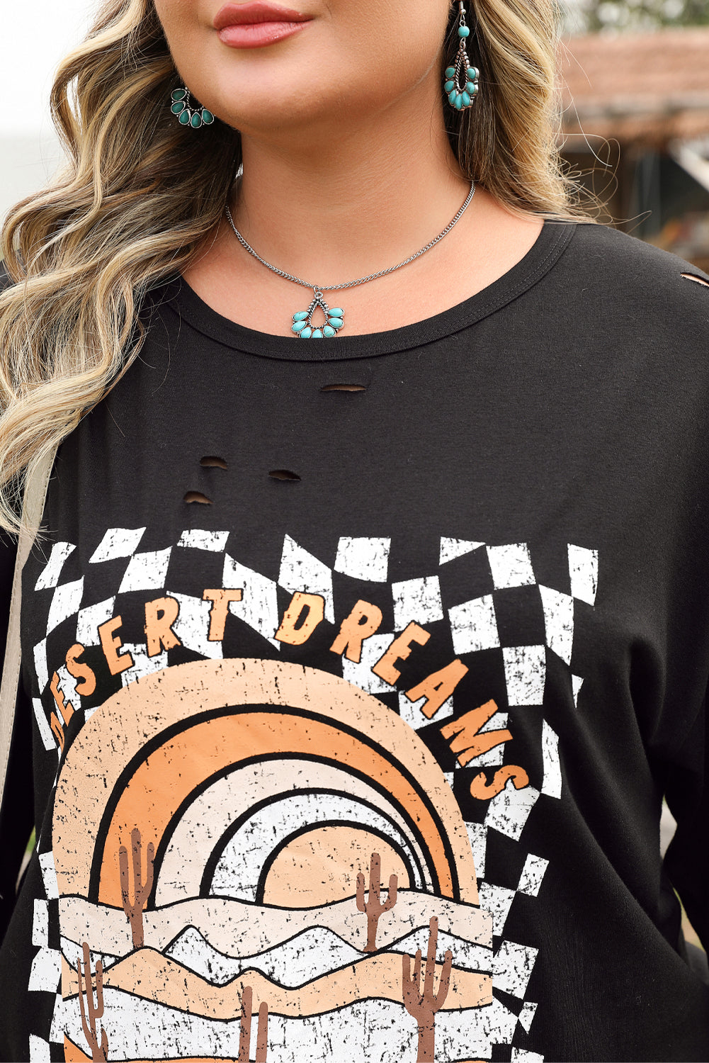 Aria Desert Dreams Ripped Plus Size Tee