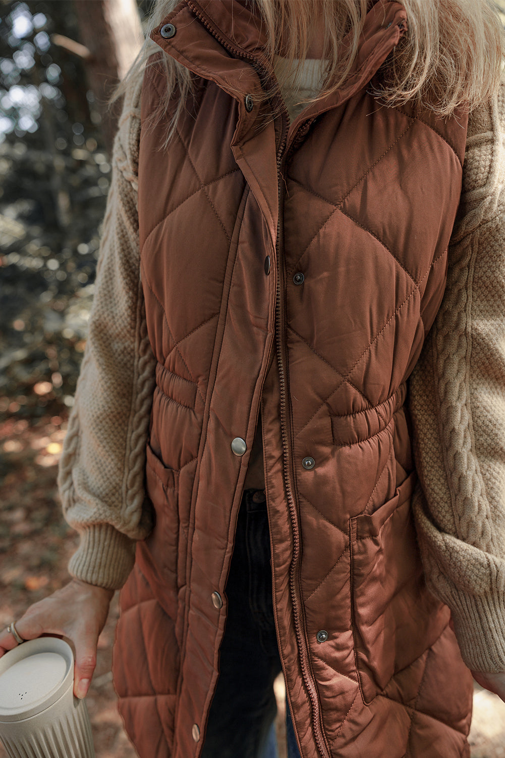 Ming Quilted Stand Collar Puffer Vest