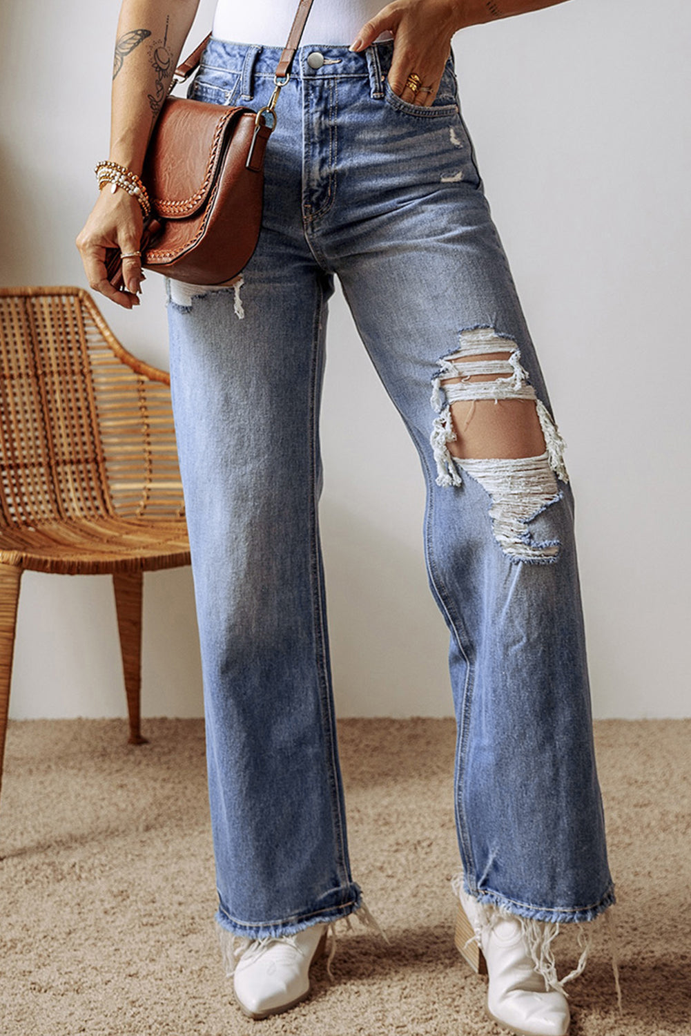 Netta Raw Hem High Waist Jeans