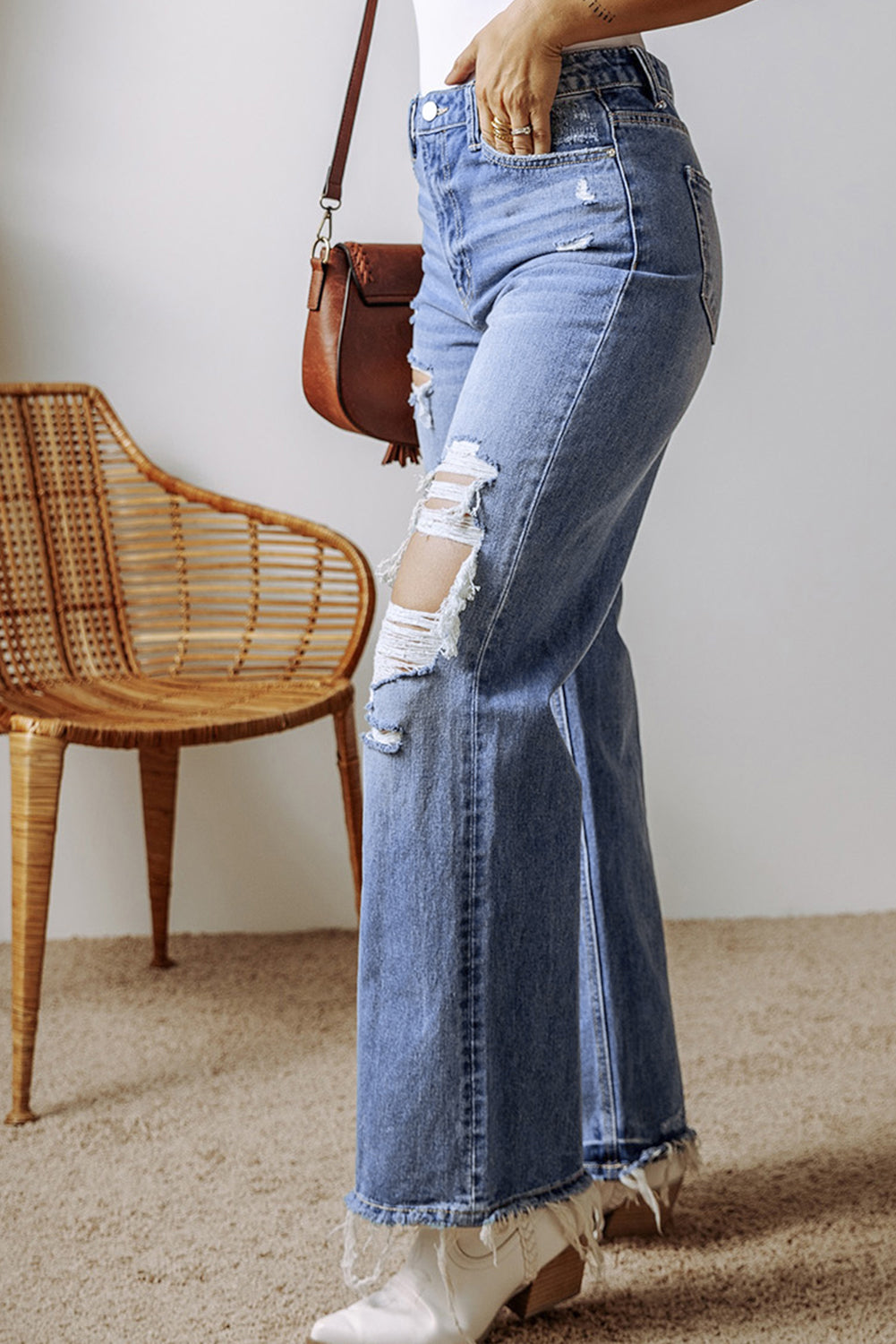 Netta Raw Hem High Waist Jeans