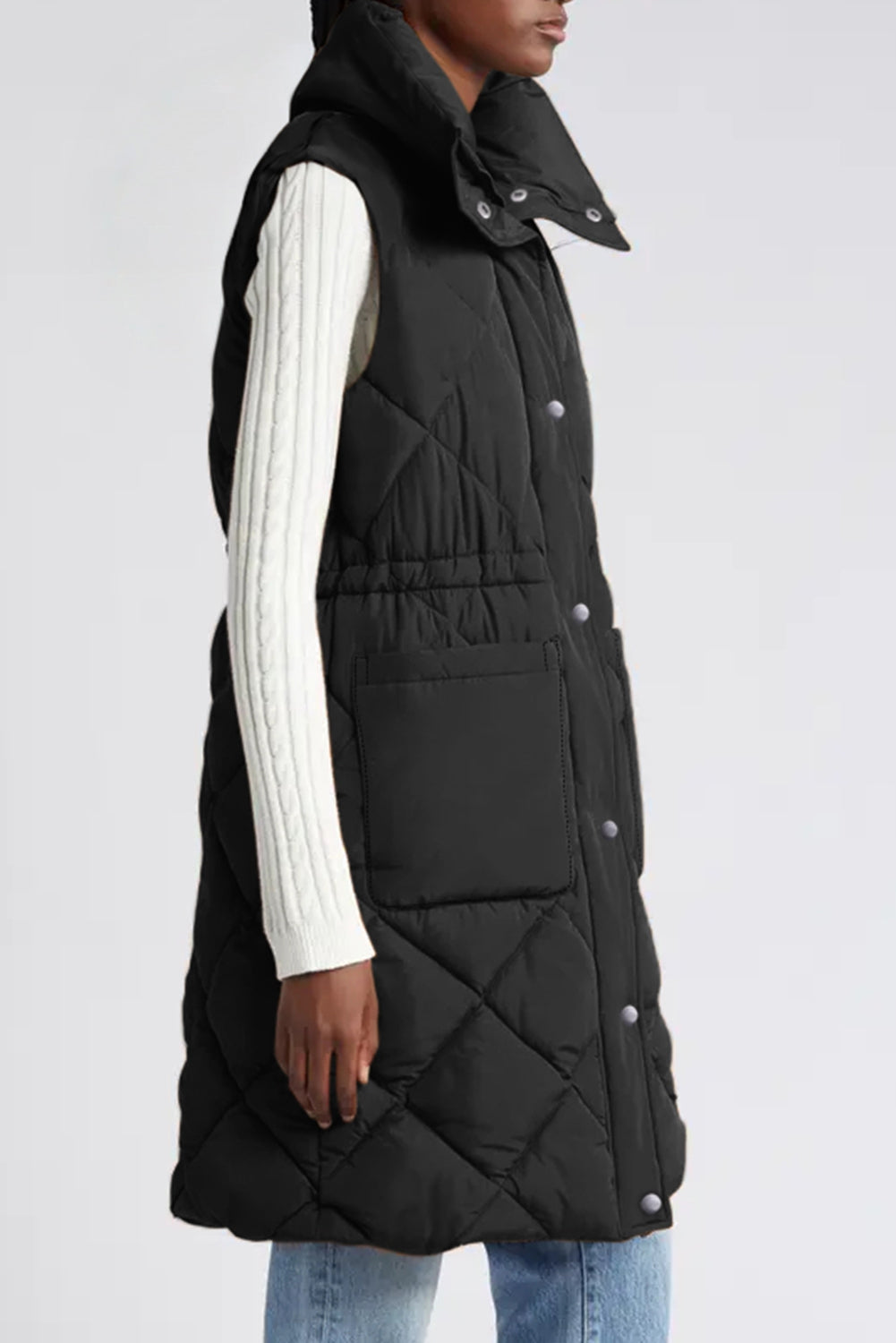 Ming Quilted Stand Collar Puffer Vest