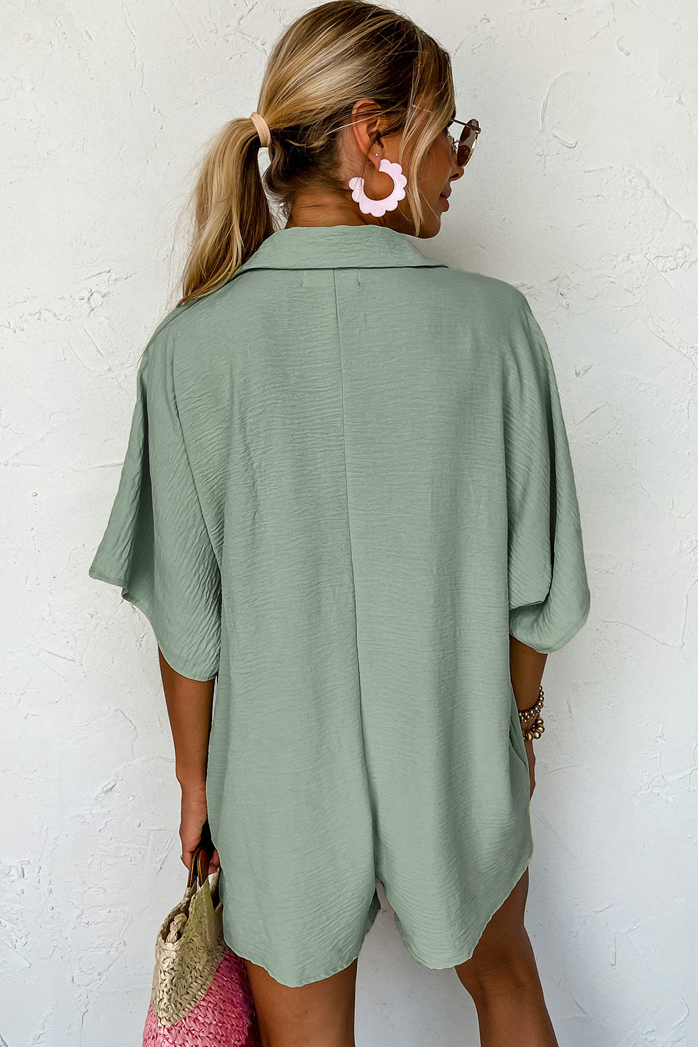 Shane Half Button Collared Loose Romper