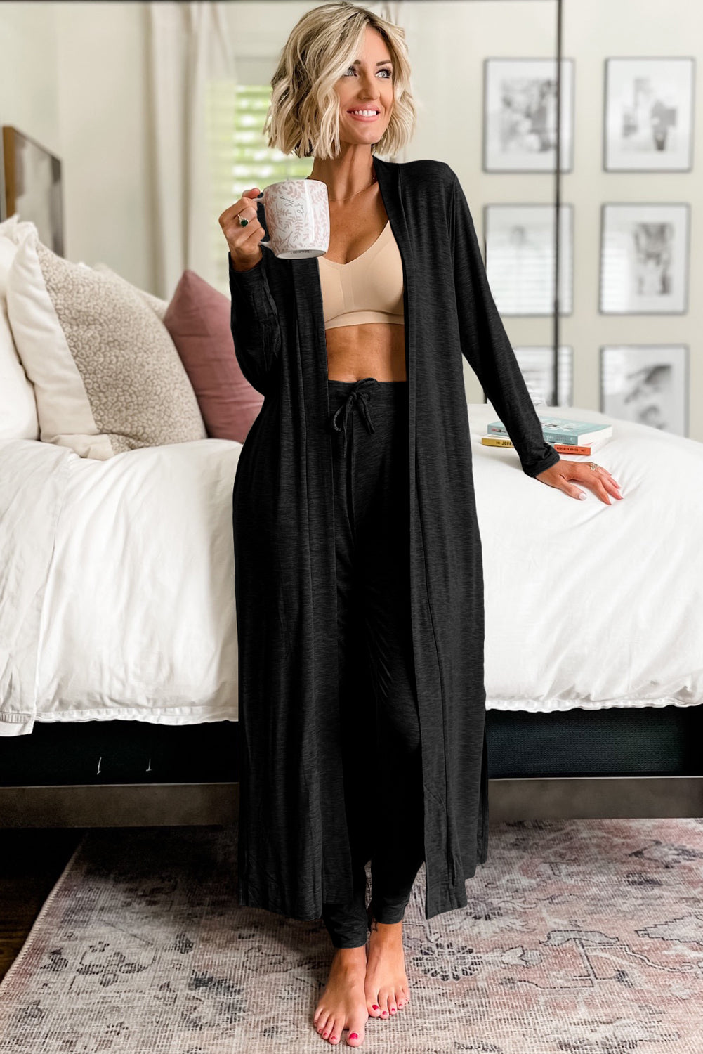 Loral Split Long Cardigan and Pants Lounge Set