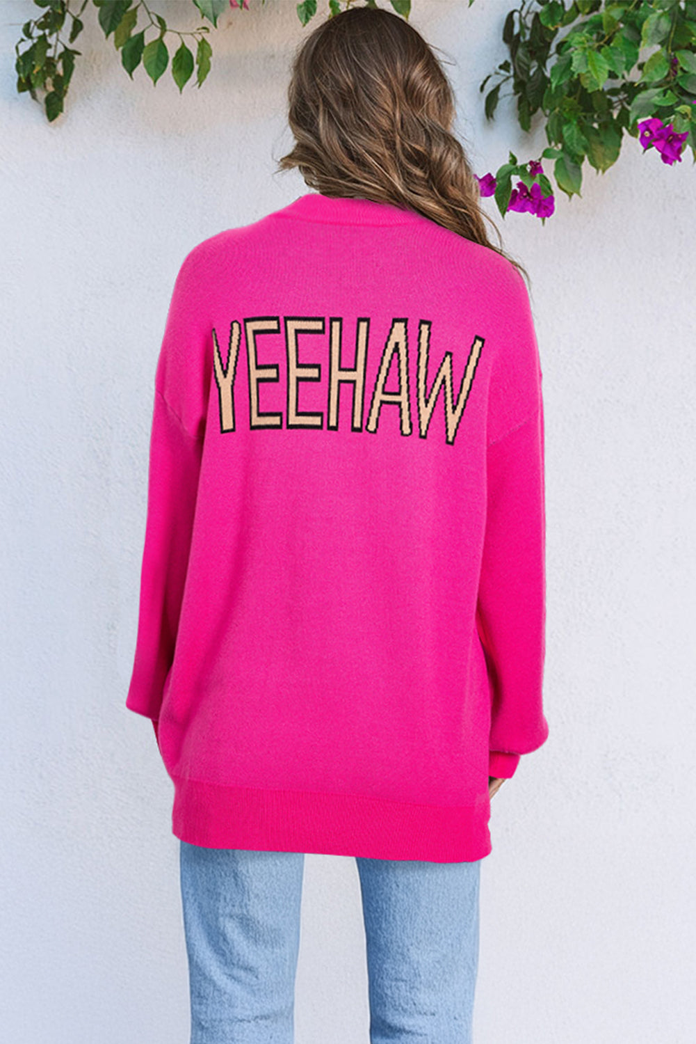 Rose YEEHAW Drop Shoulder Oversized Crew Neck