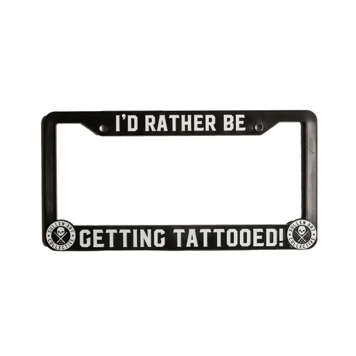 "Getting Tattooed" License plate cover.