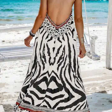 Zebra And Leopard Print Maxi Dress