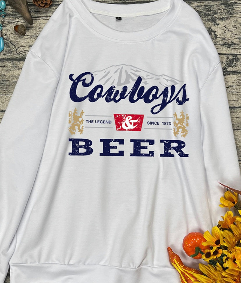 Brena Cowboys and Beer Crew neck