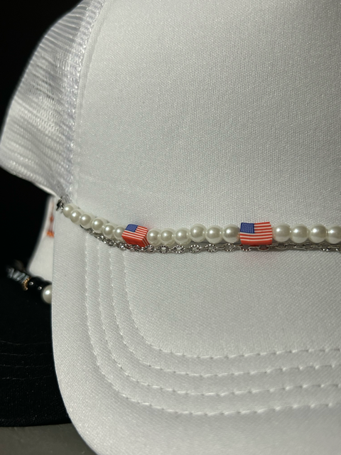 American Flag 4th Hat Chain