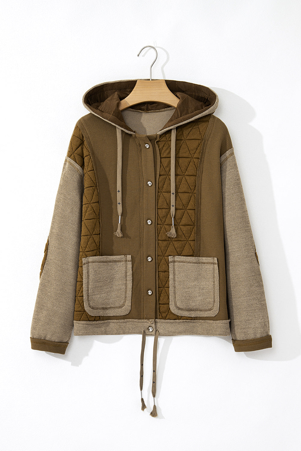 Leo Quilted Textured Loose Fit Hooded Jacket