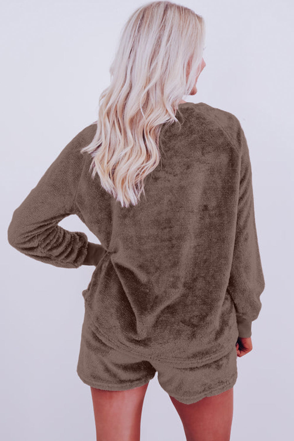 Teddy Solid Loose Fit Fleece Lounge Set