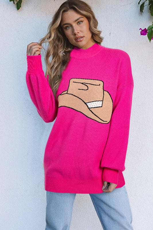 Rose YEEHAW Drop Shoulder Oversized Crew Neck