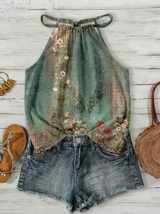 Boho Floral Halter Top