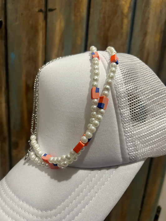 American Flag 4th Hat Chain