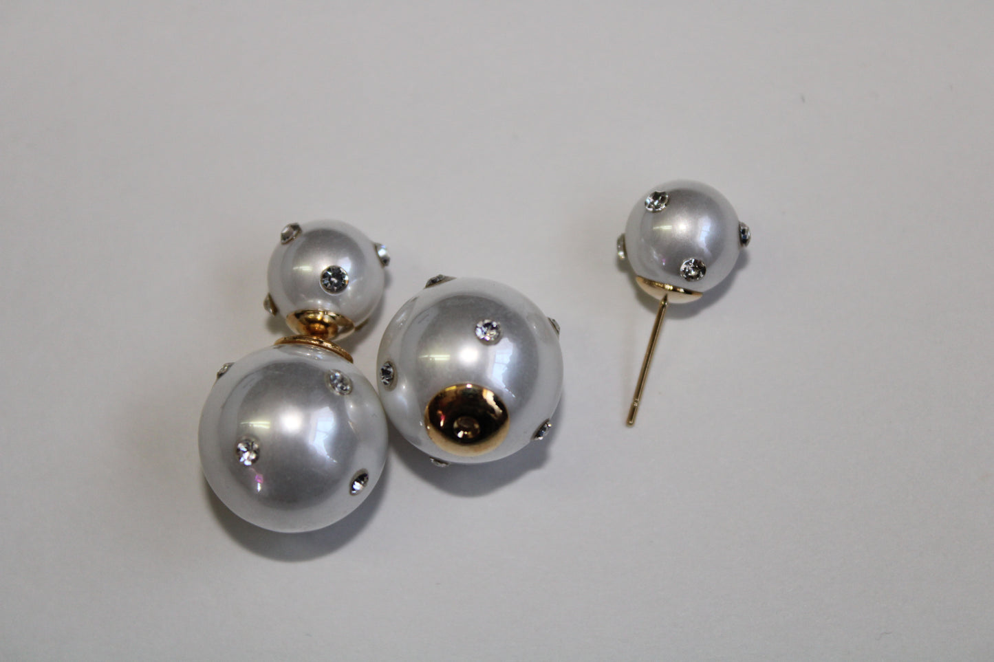 Double Pearl Stud Earrings