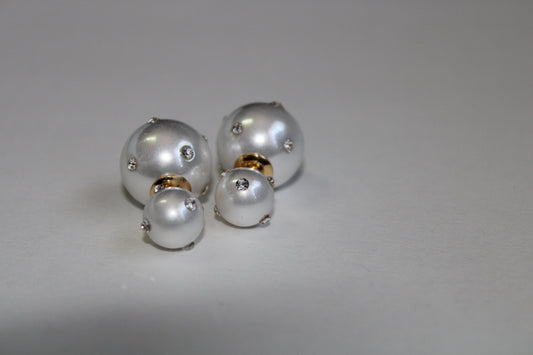 Double Pearl Stud Earrings