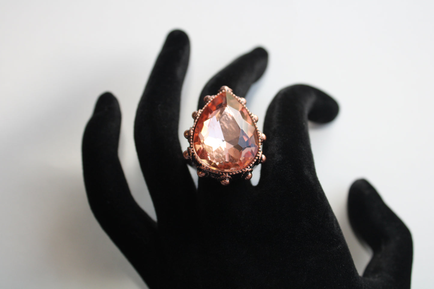 Rhinestone Teardrop Ring