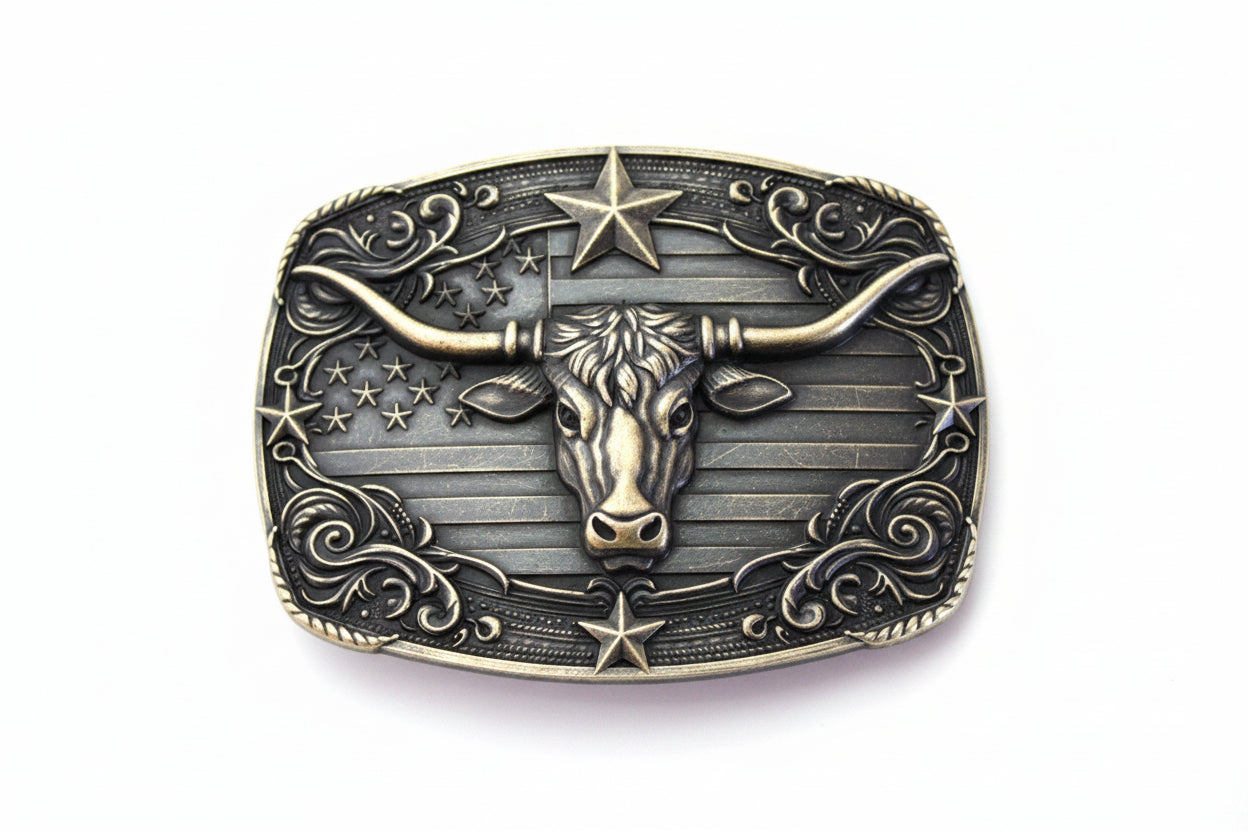 Western Longhorn Belt Buckle