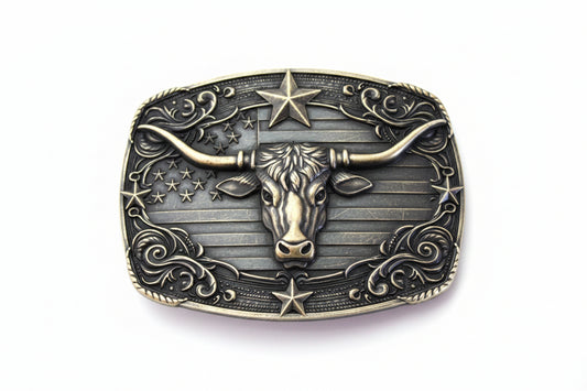 Western Longhorn Belt Buckle