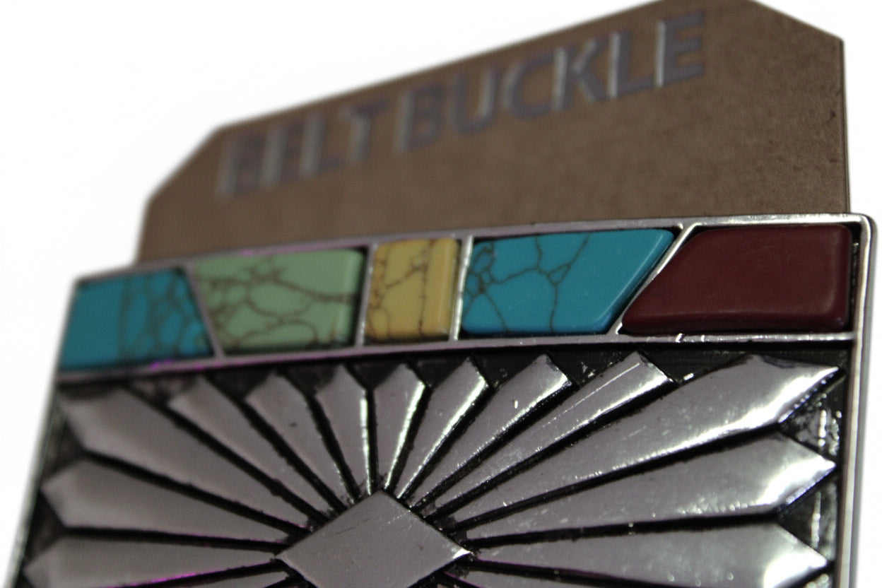 Western Concho Multi Stone Belt Buckle