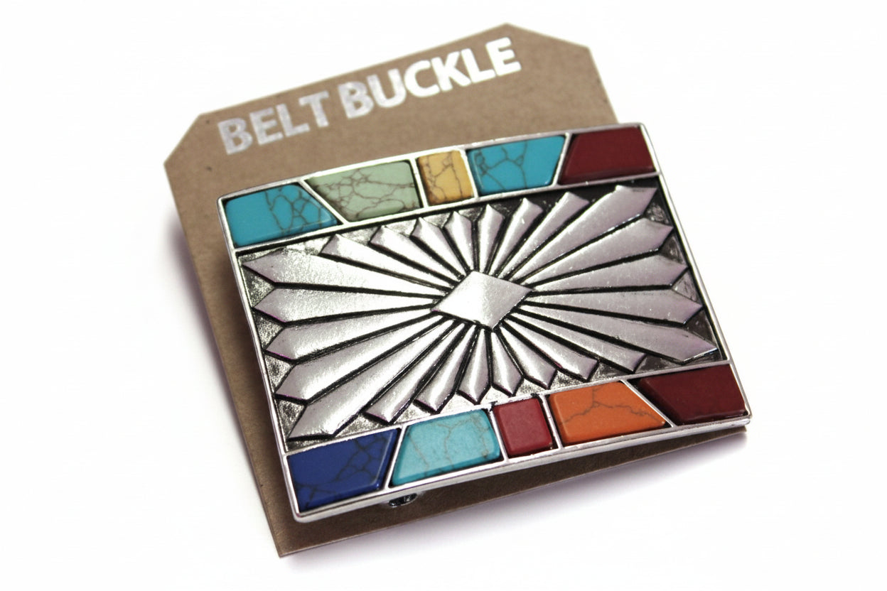 Western Concho Multi Stone Belt Buckle