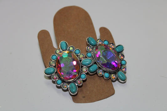 Western Oval Rhinestone Earrings