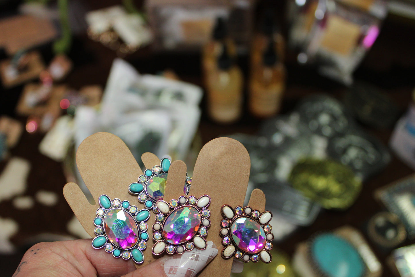 Western Oval Rhinestone Earrings