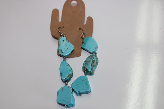 Triple Turquoise Nugget Earrings