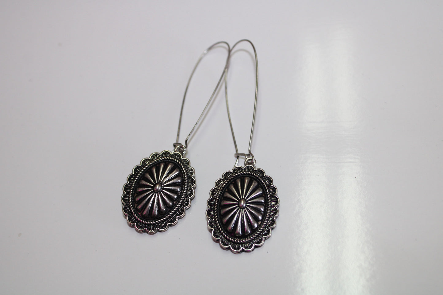 Western Silver Concho Earrings