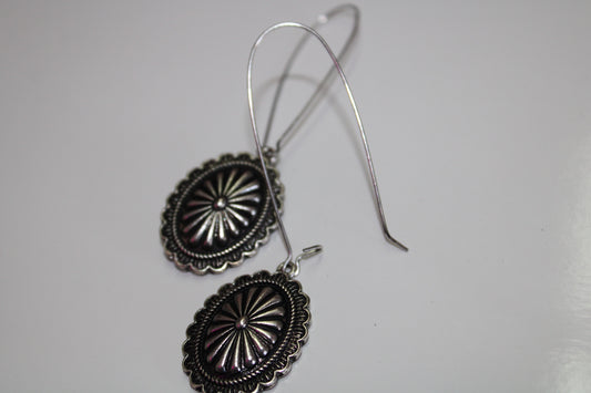 Western Silver Concho Earrings