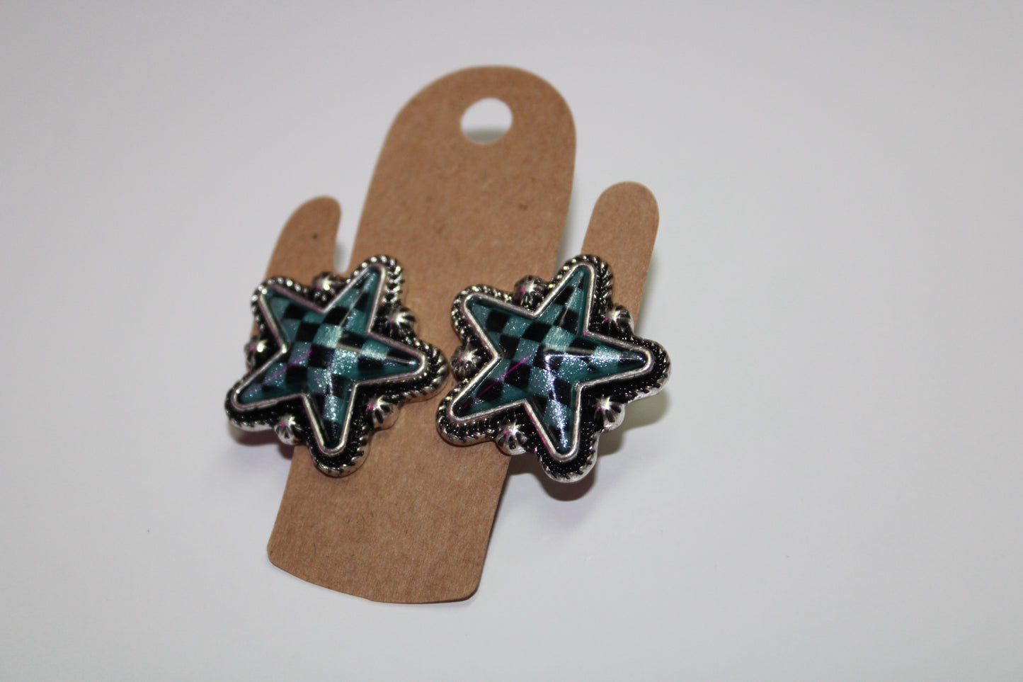 Checkered Star Earrings