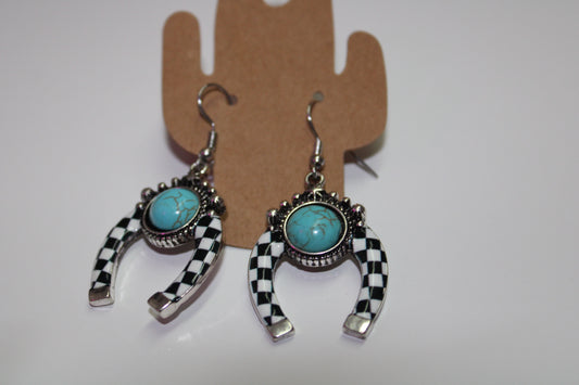Checkered Squash Blossom Earrings