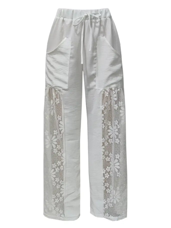 White Lace Boho Pants