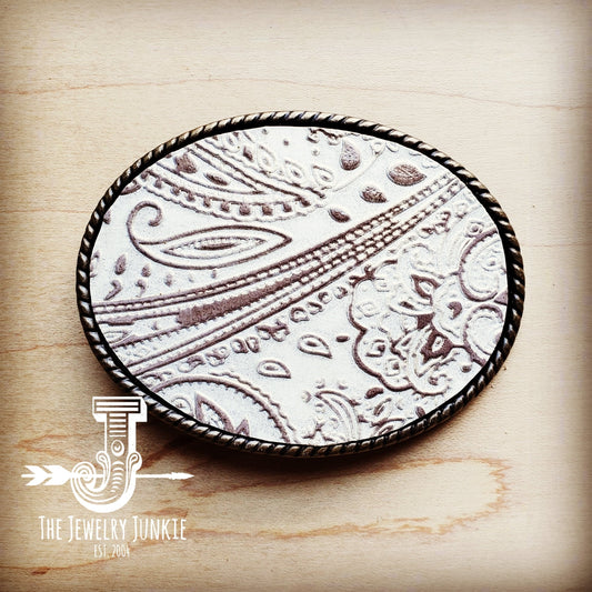 **Rope Edge Oyster Paisley Leather Belt Buckle 901s-0