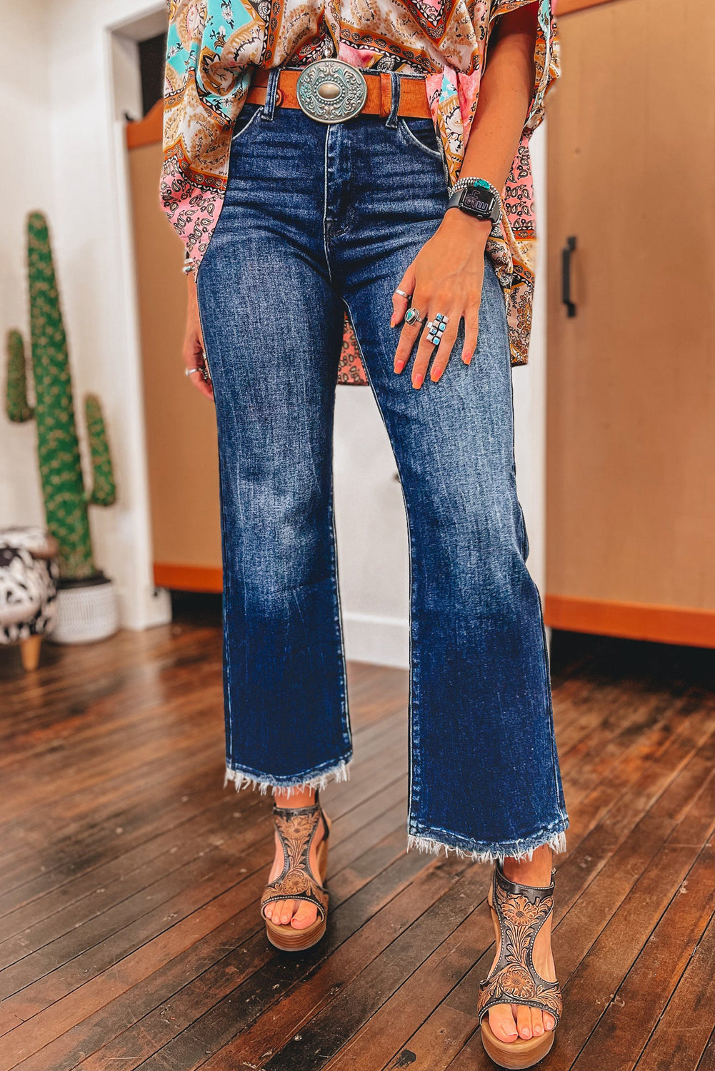 San Fran Raw Hem High Waist Flared Jeans