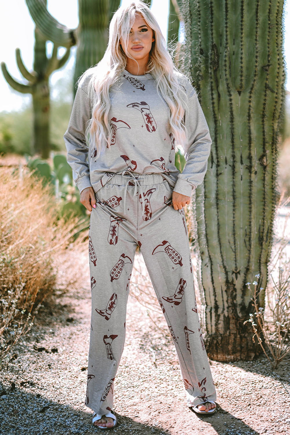 Giddy Up Long Sleeve Top Pants Lounge Set