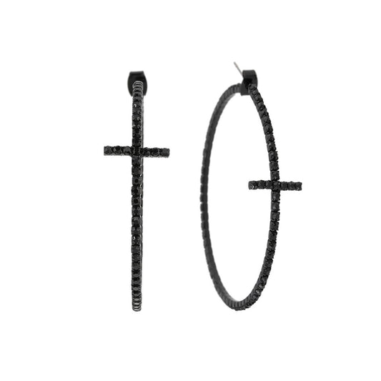 Liam Cross Hoop Earrings