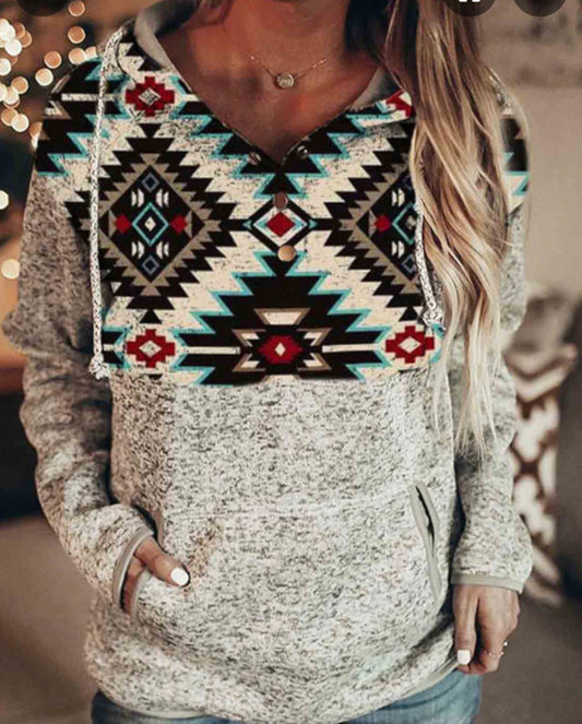 Aztec Print Hoodie