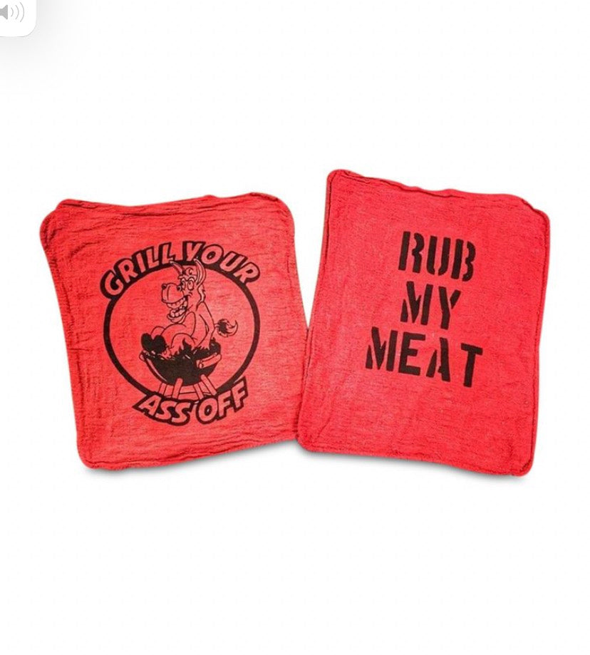 Pit Rag GRILL YOUR ASS OFF - Rub My Meat Pit Rags – baytuckeboutique