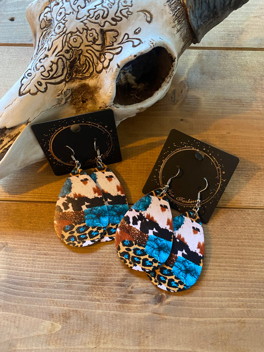 Multi Print Drop Earrings