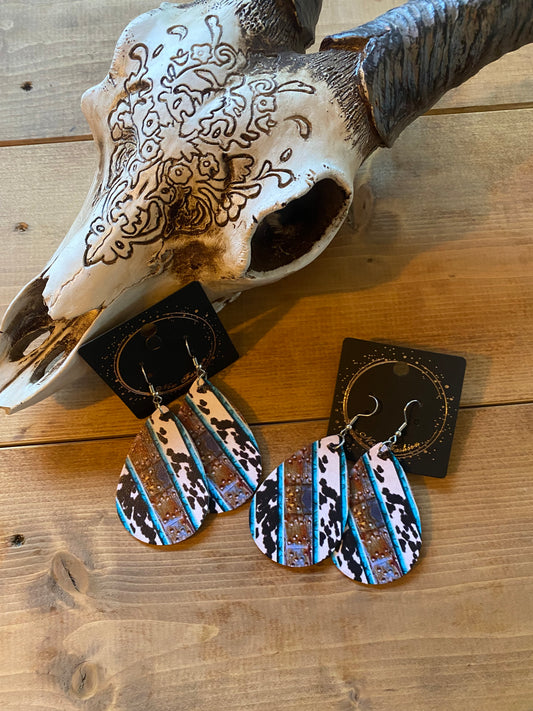 Cow Print Drop Earrings