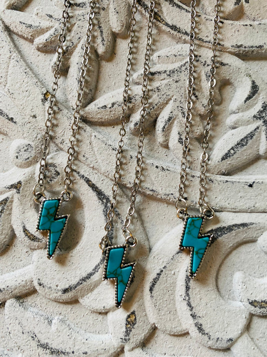 Turquoise Lightning Bolt Necklace