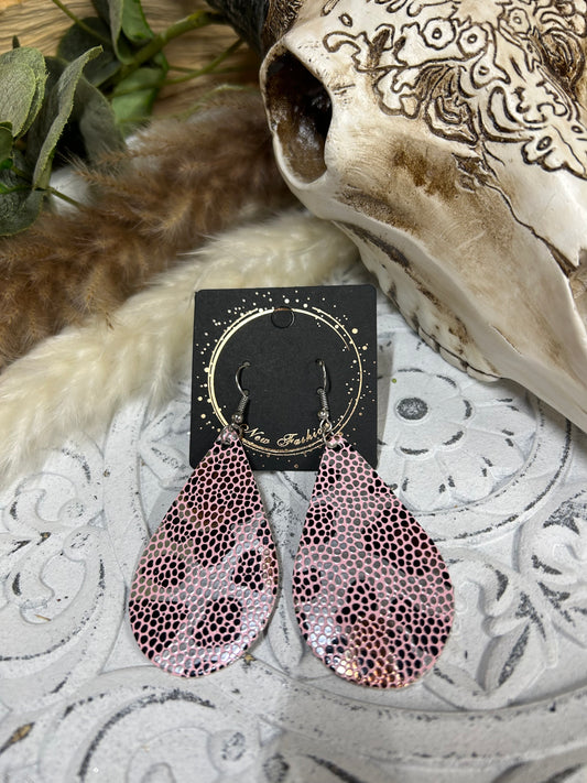 Pink Cheetah drop earrings