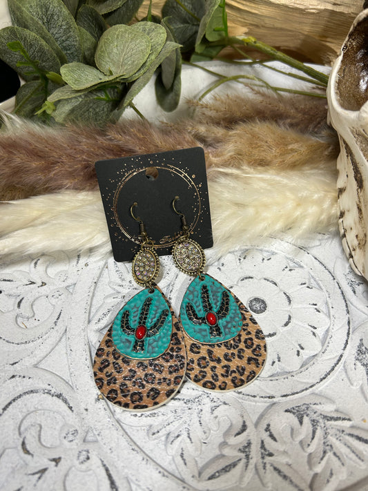 Cheetah & Cactus earrings